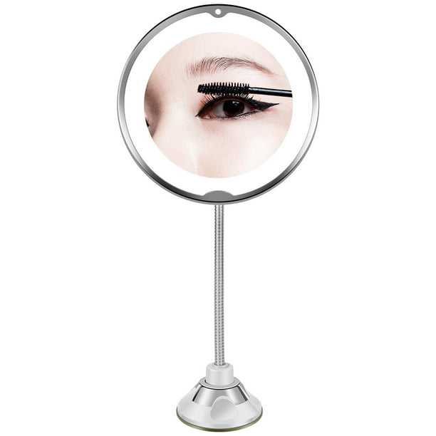  Espejo de maquillaje con ventosa 10x aumento 10x espejo de  tocador con luz blanca para maquillaje : Belleza y Cuidado Personal