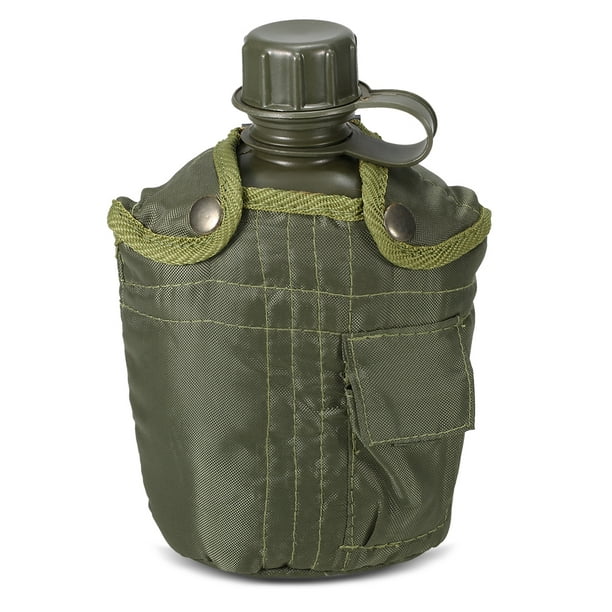 Botella de cantimplora militar al aire libre de 1L para acampar,  senderismo, mochilero, botella de agua de supervivencia, tetera con tapa