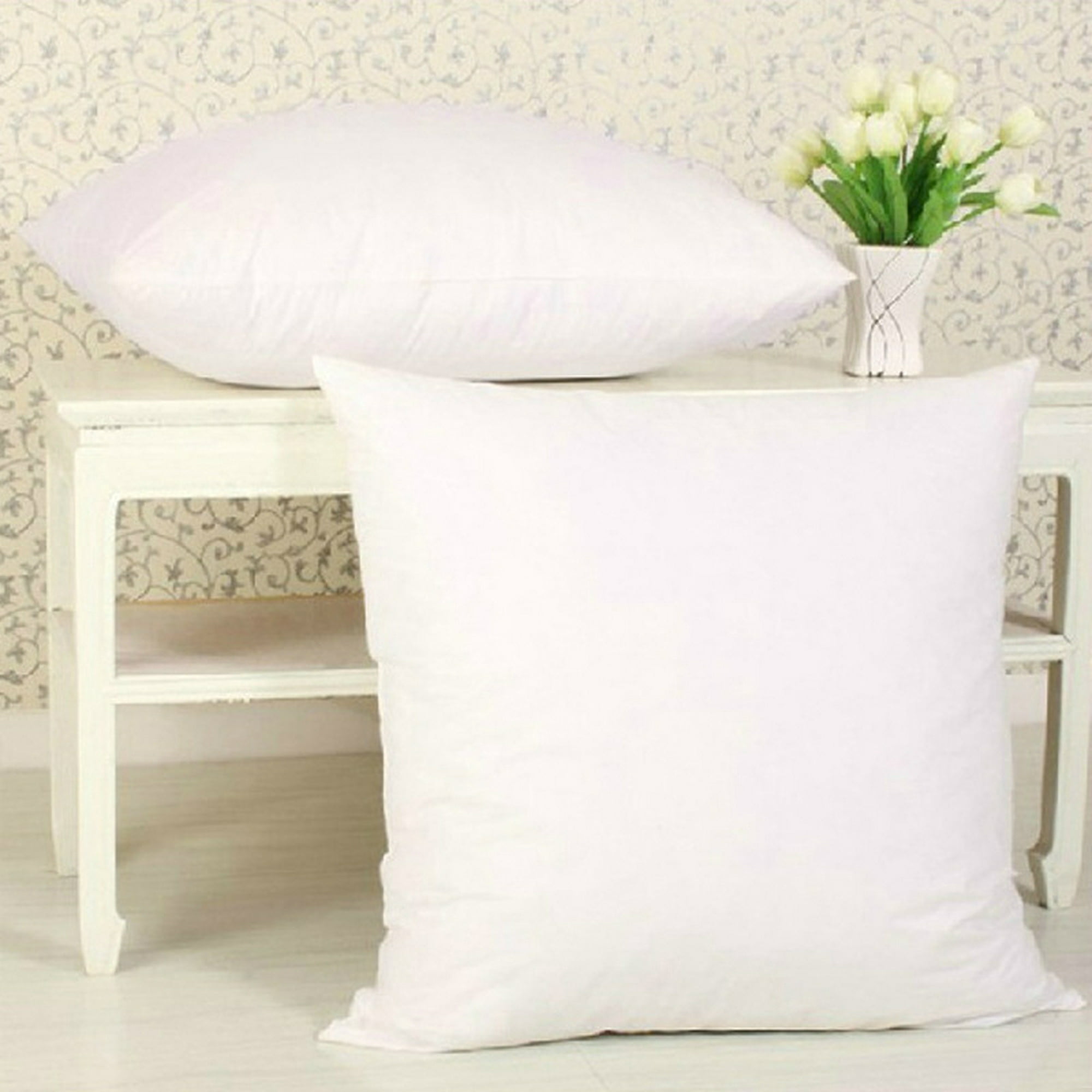 Rellenos de almohada de 18 x 18 pulgadas, 2 paquetes, rellenos de almohada  cuadrados blancos para sofá, cama, sala de estar, almohadas decorativas