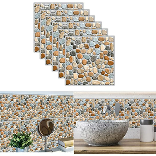 Adhesivo para azulejos, 6 piezas Adhesivo para azulejos 3D Adhesivo  autoadhesivo impermeable para cocina Sala de estar Baño Decoración del  hogar, 20 × 20 cm TUNC Sencillez