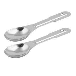 Kitchen Metal Tea Coffee Milk Powder Water Measuring Spoon Silver Tone 2 Pcs Unique Bargains tazas de medición