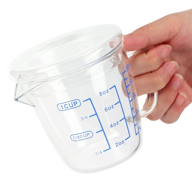 Jarra medidora de vidrio resistente al calor de 8.5 fl oz, 16.9 fl oz, con  escala de leche, para microondas (8.5 fl oz) : Hogar y Cocina 