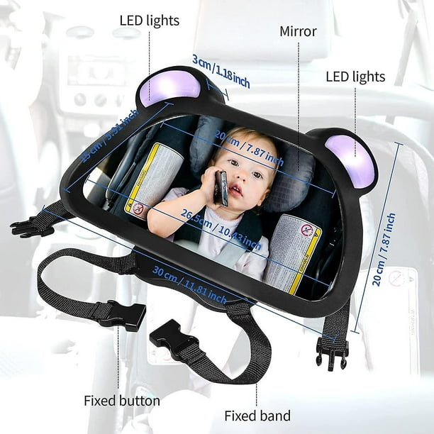 Espejo Led para coche de bebé, espejo retrovisor para bebé, espejo para  asiento trasero de coche para bebé, espejo para asiento trasero, espejo  para coche de bebé, rotación de 360 YONGSHENG 8390606226860