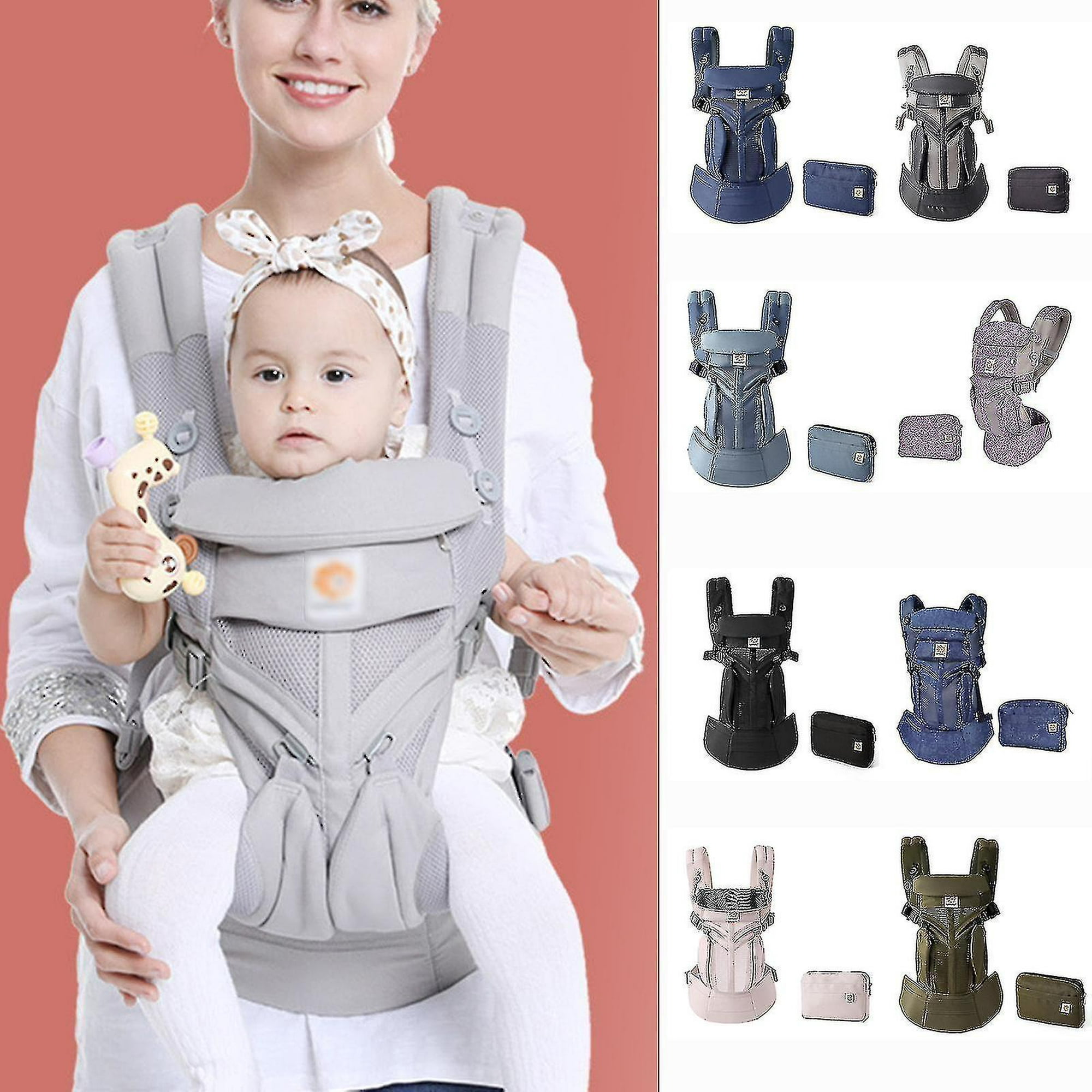 Portabebés ergonómico para bebés con asiento de cadera, bolsa de canguro  suave, portabebés para recién nacidos a niños pequeños de 7 a 45 libras