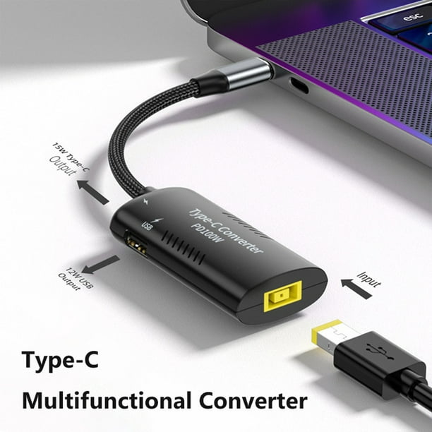 Convertidor de enchufe USB tipo C hembra a cuadrado, Cable de carga rápida  USB-C, adaptador
