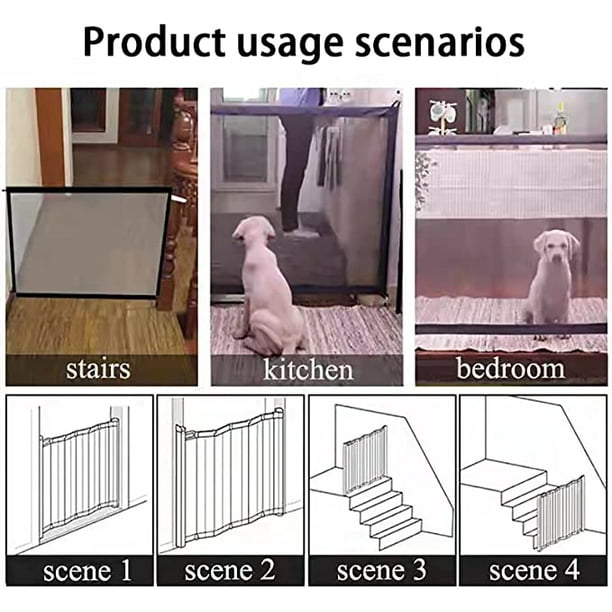  PETCUTE Puerta retráctil para perros Puerta de bebé Puerta de  perro para escaleras Puerta de malla para mascotas para escaleras, puertas,  cocina : Bebés
