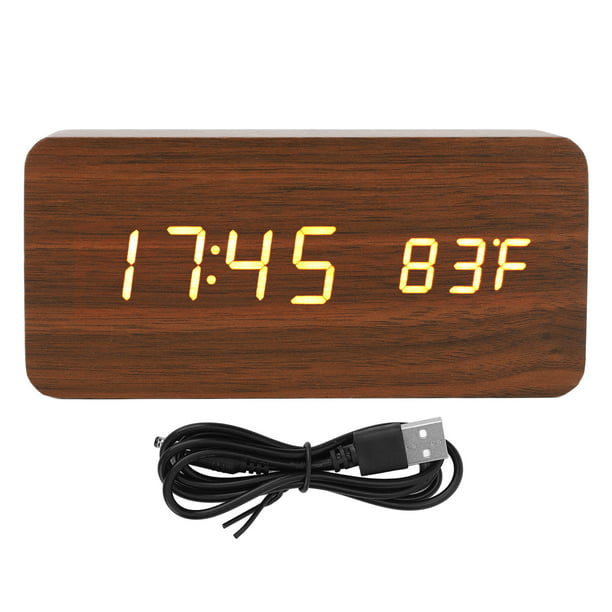 Reloj de escritorio de madera, alarma digital de madera LED Reloj  despertador electrónico Reloj digital de madera LED construido para  precisión Jadeshay A