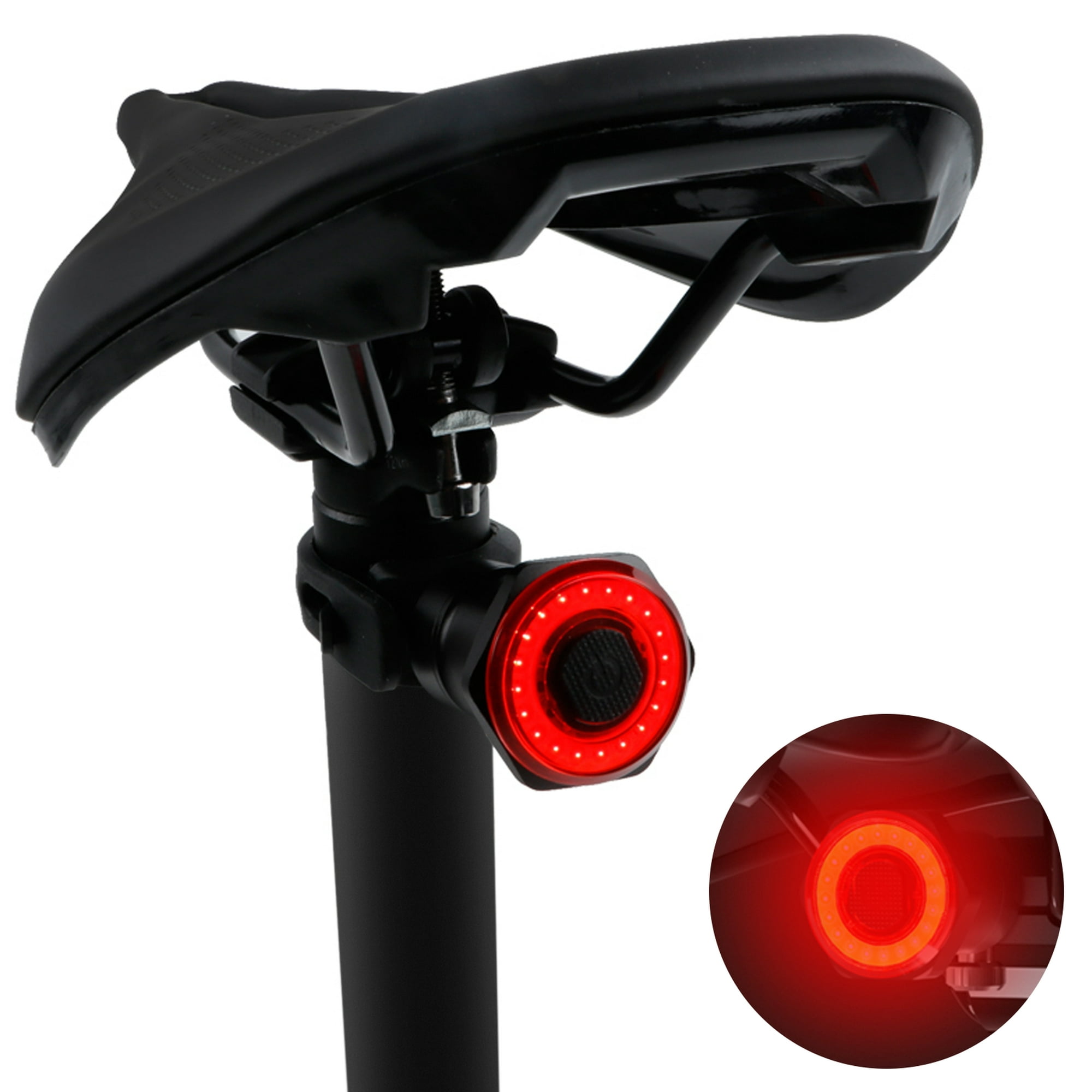 Luz trasera inteligente para bicicleta con intermitentes, luz de freno,  bocina eléctrica de advertencia, luz trasera recargable USB con 6 modos de