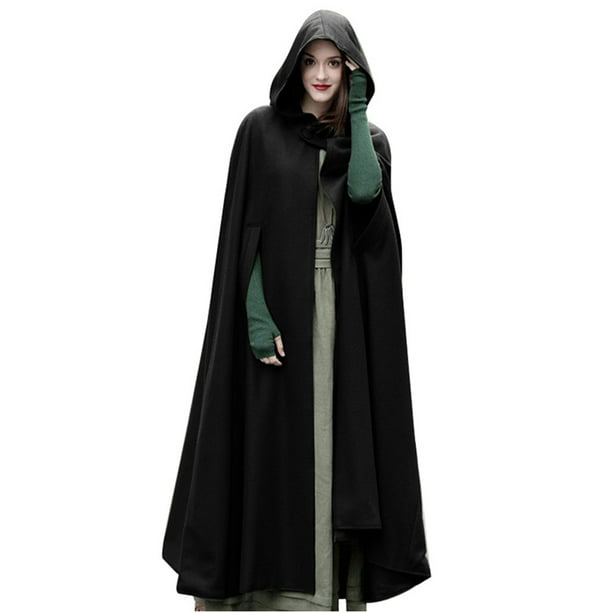 Capa de mujer, con capucha, sin mangas, capa larga, disfraz, cosplay,  prendas de vestir exteriores Eccomum Negro/L