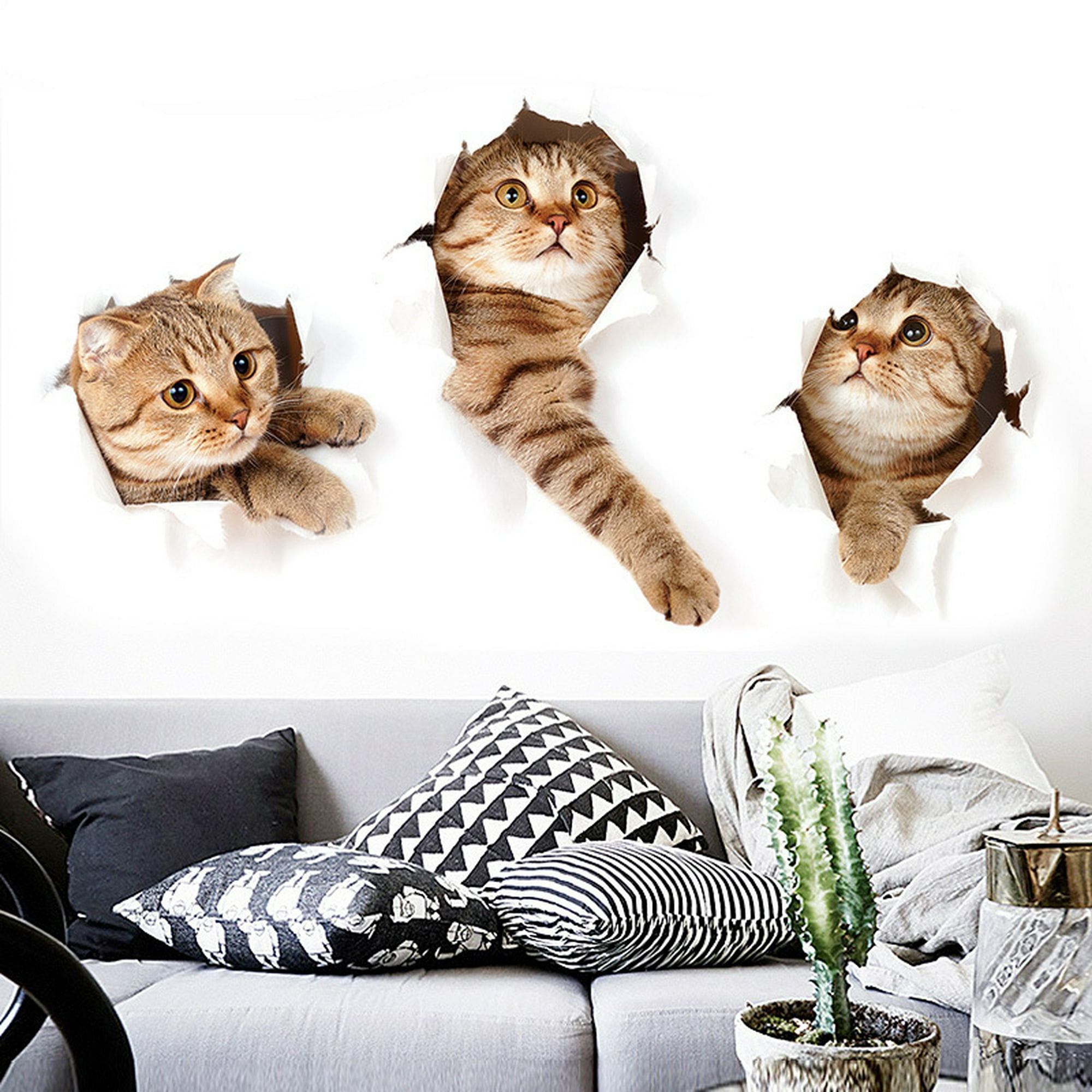 1 juego de pegatinas de pared de gatos bonitos, pegatinas de pared