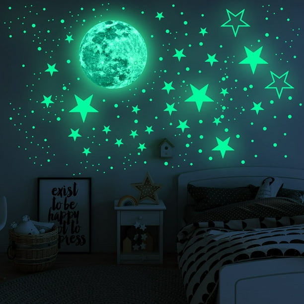 Luna Sol estrellas fluorescentes pegatina luminosa noche 3D Glow