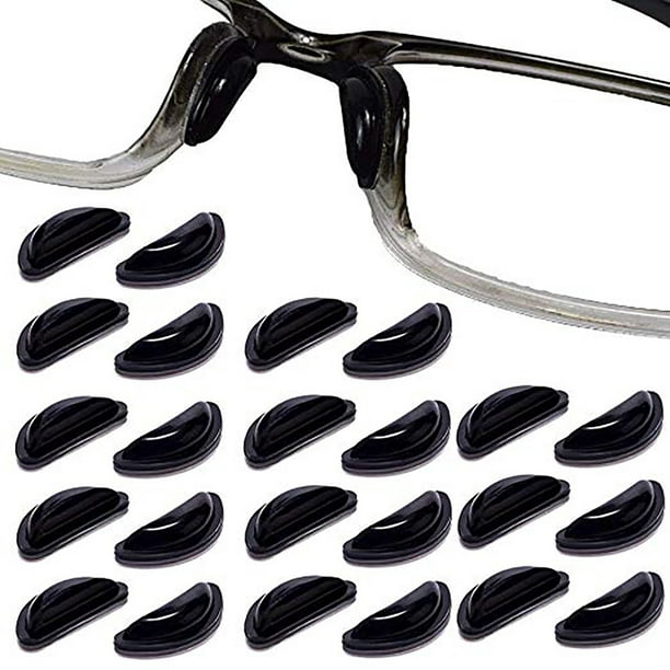 20 pares de almohadillas nasales para gafas - Almohadillas nasales  adhesivas de silicona suave, almohadillas nasales de tubo interior  antideslizantes para marcos de plástico (negro pegajoso) brillar  Electrónica