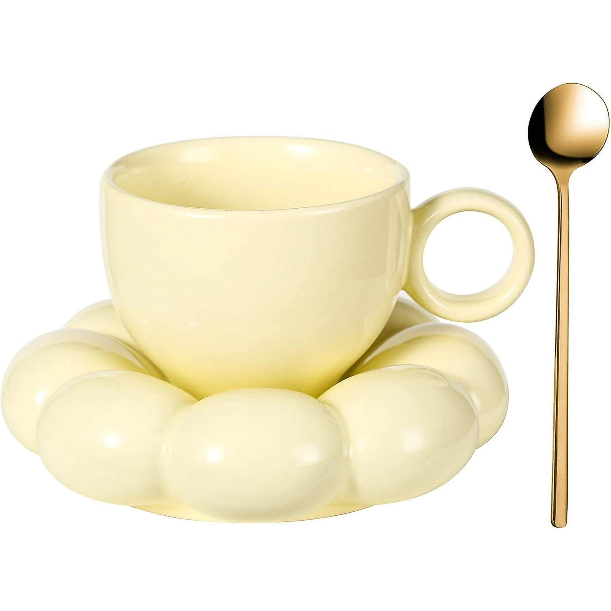 Taza de cerámica con forma de nube con cuchara, lindo juego de tazas de  café irregulares de 9 onzas/8.5 fl oz para té, café, leche, oficina, hogar