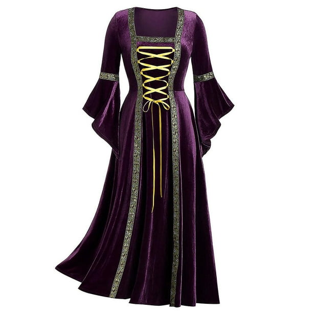 Vestido de traje medieval renacentista para mujer Vestido largo con  cordones Vestido retro de cosplay