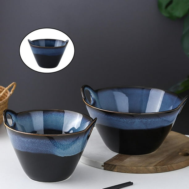 Cuenco de Ramen instantáneo japonés con tapa, cuencos de cerámica Retro de  gran capacidad para sopa