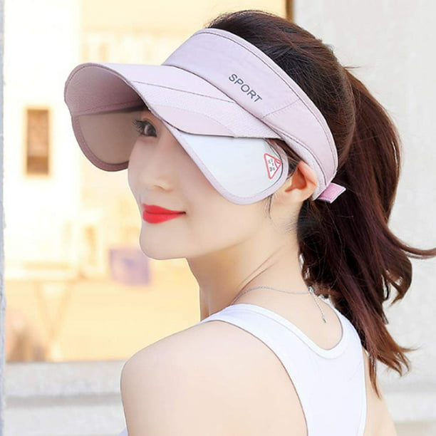 Gorra de béisbol retráctil con visera ancha para mujer, protección UV,  gorra de béisbol