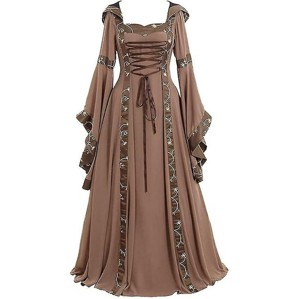 5XL Vestido medieval de Halloween para mujer, disfraz de cosplay gótico  renacentista, talla grande, YONGSHENG