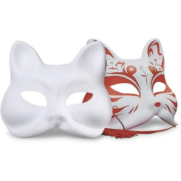 Toyvian Máscara Therian - Juego de máscaras de gato de zorro, máscara de  papel blanco, pintada a mano, máscara en blanco para bricolaje, máscara  para
