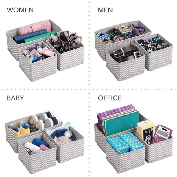 DIMJ Organizador de cajones para ropa, paquete de 12 cubos organizadores de  cajones de tela, organizador de calcetines plegable para cajón