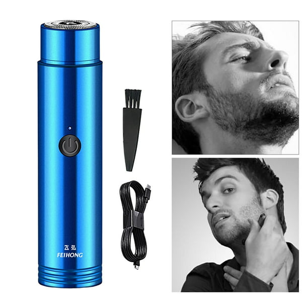 Mini afeitadora eléctrica portátil, carga USB, tamaño de  bolsillo, impermeable, recortadora de bigote para uso húmedo y seco,  afeitadora giratoria para hombre para viajeros : Belleza y Cuidado Personal