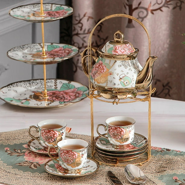 Juego de té de cristal, 6 tazas elegantes, taza de té, juego de tetera,  tetera de cristal, juego de té para adultos, tetera de cristal, taza de té  de