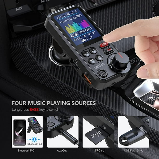 Transmisor FM Bluetooth para Auto con 1,8'' Pantalla a Color