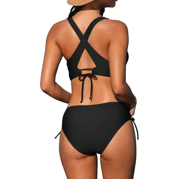 global Eso repetición Conjunto de Bikini para Mujer Cuello en V Triángulo Espalda Cruzada Top  Deportivo Traje de Baño de Dos Piezas Braga de Encaje Negro CH Negro CH  Xishao ropa | Walmart en línea
