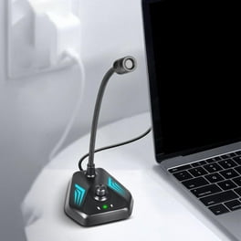 Micrófono USB para PC, micrófono de computadora, micrófono de PC con botón  de silencio e indicador LED, micrófono de condensador de escritorio para