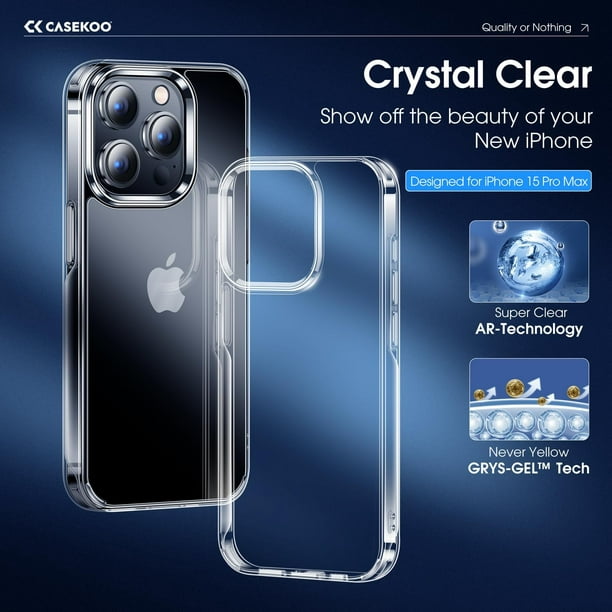CASEKOO Funda para iPhone 15 Pro Max transparente, [tecnología