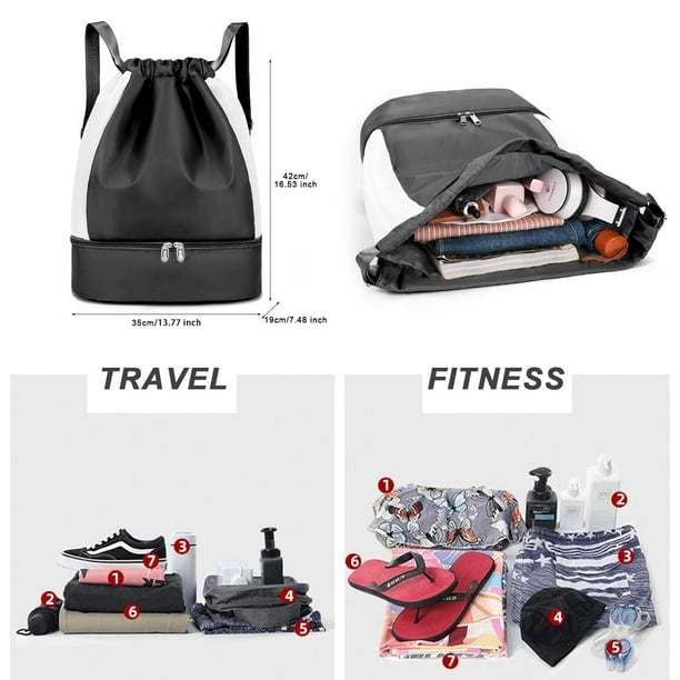 Mochila de gimnasio para mujer con compartimento para zapatos y bolsillo  húmedo, mochila de viaje grande impermeable, mochila deportiva bolsa de