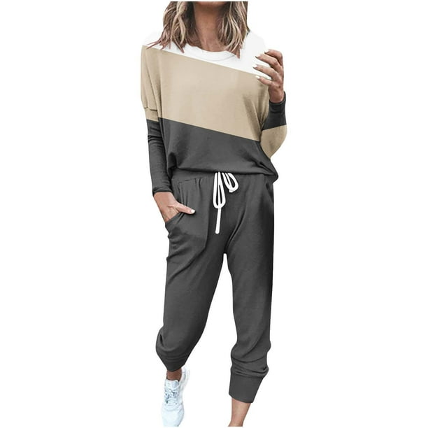 Gibobby Set Pants y Sudadera Mujer Conjunto de dos piezas con capucha y  pantalones de jogging de manga larga con cremallera de color sólido para  mujer para ot(Gris,CH)