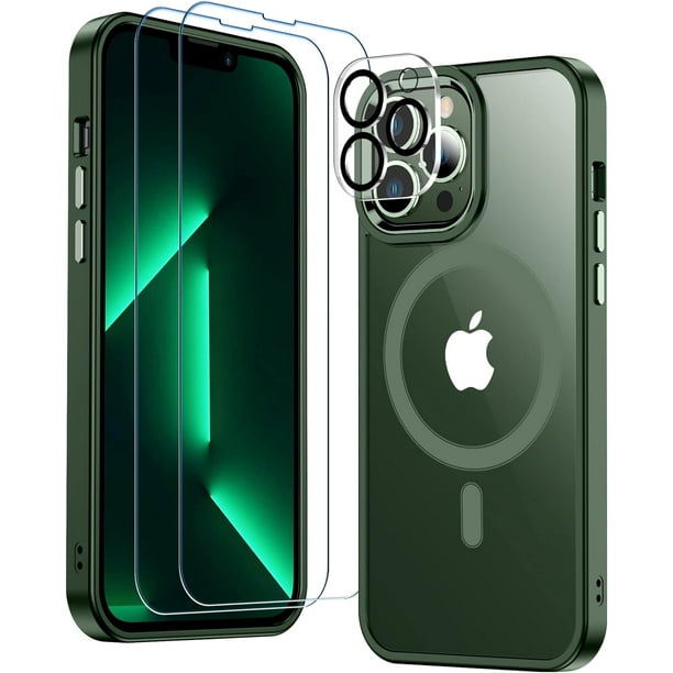 Temdan Funda diseñada para iPhone 15 Pro Max, con 2 protectores de pantalla  de vidrio templado, transparente, no amarillea, protección contra caídas
