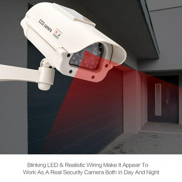 Cámara domo de vigilancia de seguridad falsa falsa con una luz LED roja  para interiores y exteriores, sistema de cámara inalámbrica para el hogar