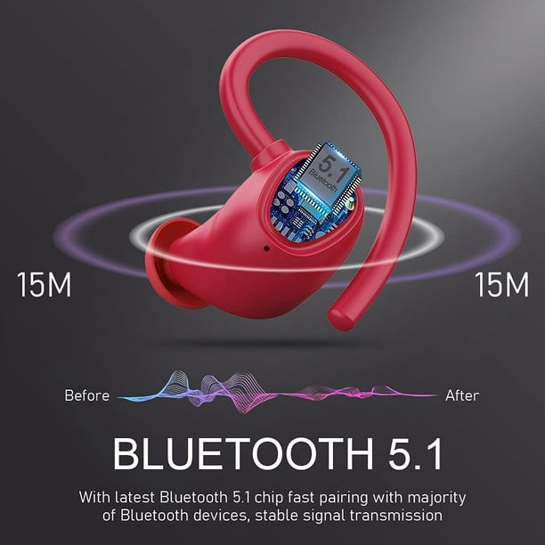 Auriculares Bluetooth, auriculares inalámbricos para correr con 10 horas de  reproducción, estéreo HD de graves profundos