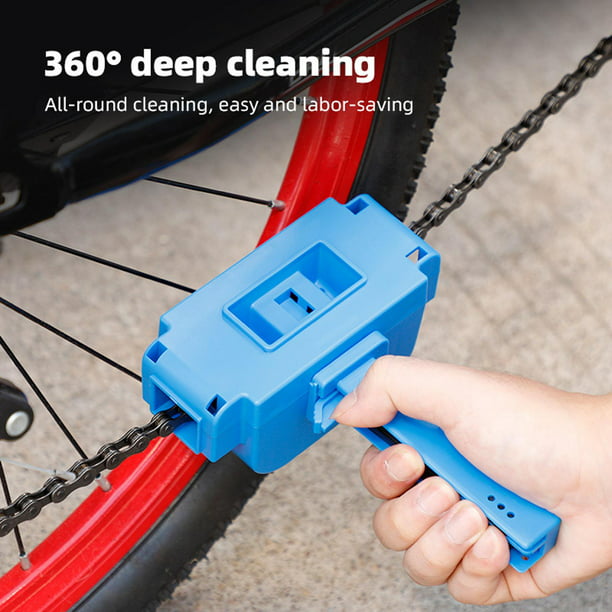 Depurador de cadena portátil, herramienta de mantenimiento de engranajes,  limpiador de cadena de bicicleta con volante, herramienta de cepillo de  Azul