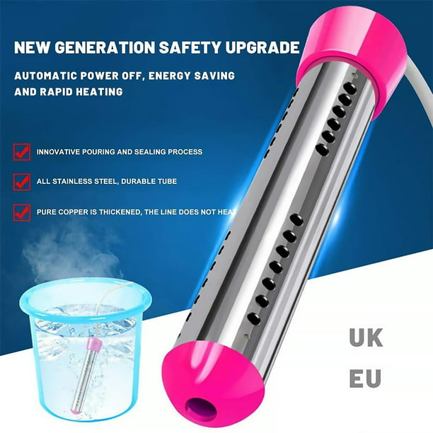 Calentador de agua eléctrico Balde de bañera portátil Varilla calefactora  (3000W Red UK) Likrtyny Libre de BPA