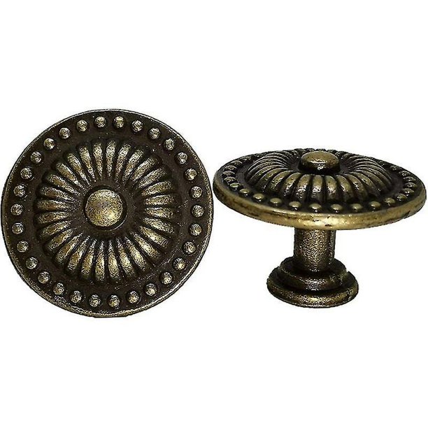 10 pomos vintage para puertas de armarios, cajones, 29 mm, diseño floral,  tiradores de latón para armarios de cocina, para aparador y muebles, bronce  antiguo (hy)