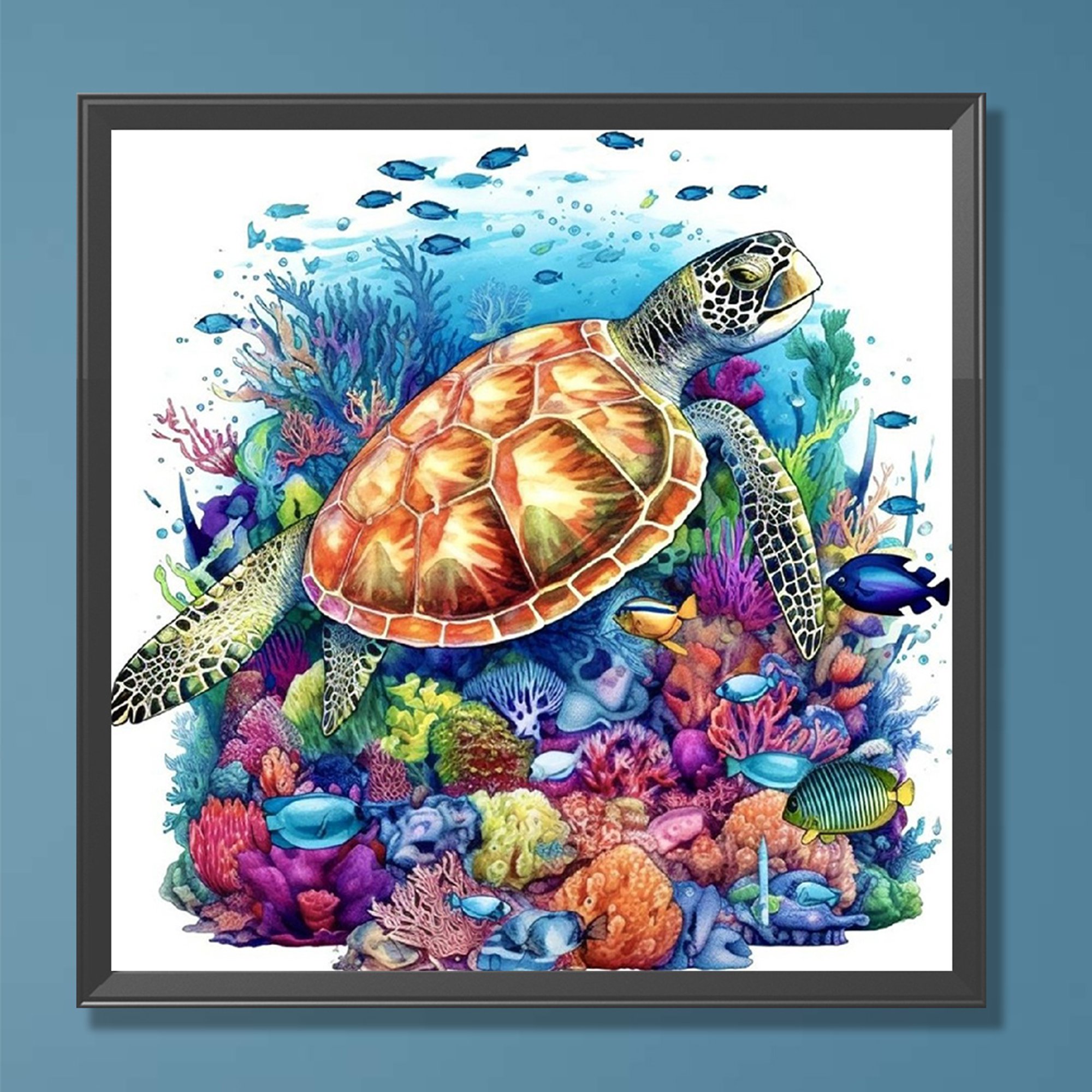 Dulce pareja de tortugas marinas, cuadro colgante de acrílico con diamantes  para hacerlo tú mismo, arte de pared con brillo, kits de pintura de