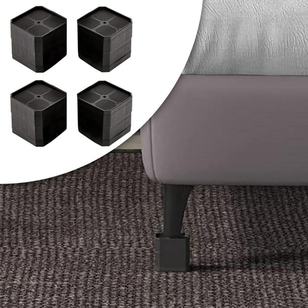 Elevadores de silla ajustables con tornillos de fijación, elevadores de cama  de 5 cm para muebles de sofá, se adapta a patas de silla cuadradas de 1-1,5  pulgadas de diámetro (4 piezas, negro)