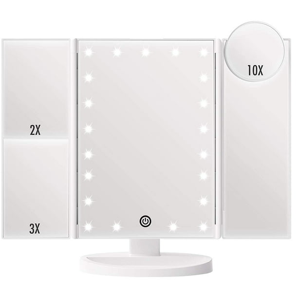 Espejo de maquillaje con luz LED triple, espejo de tocador con aumento  2X/3X/ con luces LED, espejos Zhivalor CZMR-ST110-3