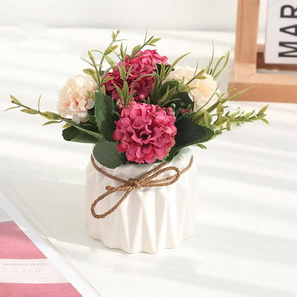 Flores artificiales en maceta, plantas falsas de plástico para decoración  del hogar, plantas artificiales pequeñas en macetas para boda, hogar