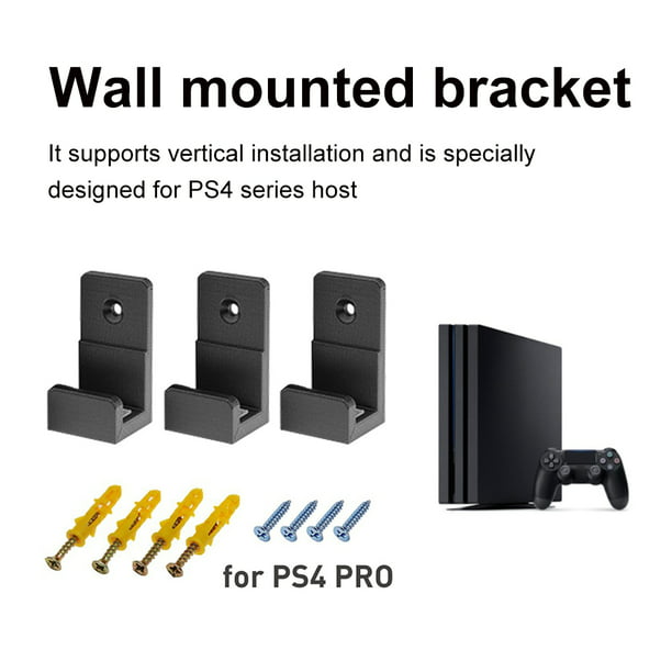 Soporte de pared (fibra de carbono) en la pared para consola PS4 Pro con  tornillos de montaje detrás de TV para accesorios PS4 (PS4 PRO)