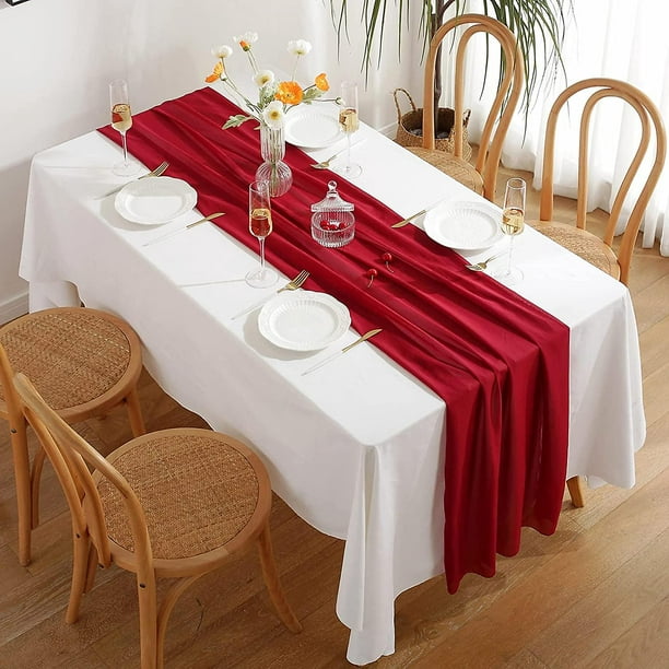  TOSHE Camino de mesa de 14 x 48 pulgadas, decorativo para  cocina, boda, interior y exterior, camino de mesa moderno (blanco, 14 x 48)  : Hogar y Cocina