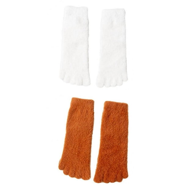 Calcetines térmicos de algodón antideslizantes con cinco dedos