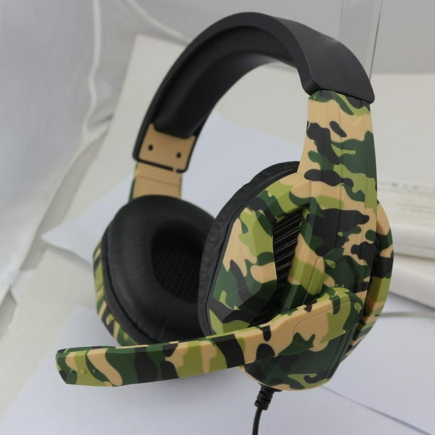 Mitzu® Audífonos gamer de diadema con micrófono estilo militar
