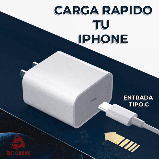 Cargador Carga Rápida 20W Con Cable USB-C Android Smartphone Celular  JustClick MX Carga Rápida