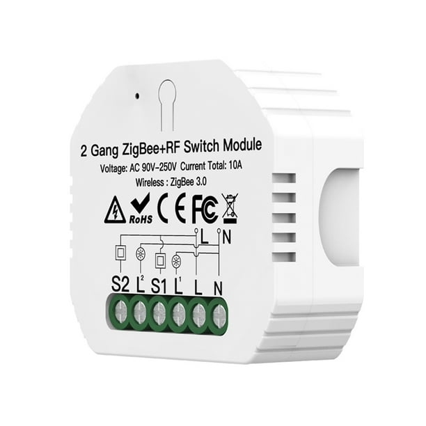 Módulo de conmutación Módulo de interruptor ZigBee de 2 bandas Diseño  oculto ZigBee 3.0 Interruptor de luz inteligente Control de voz Compatible  con Alexa / Google Home APP Control RF433 Control remo