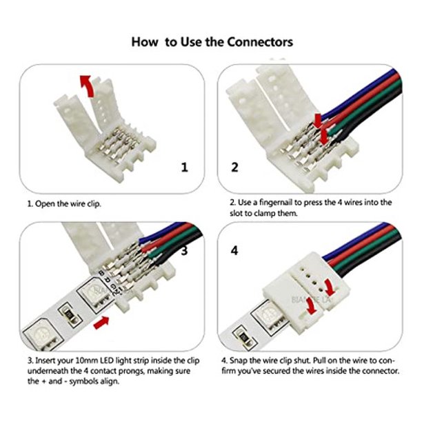  Biantie La Conectores de tira LED sin soldadura de 2
