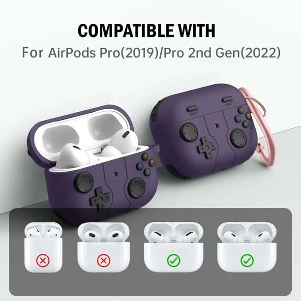 Funda protectora de silicona para auriculares inalámbricos con gancho para  AirPods Pro 2 (púrpura)