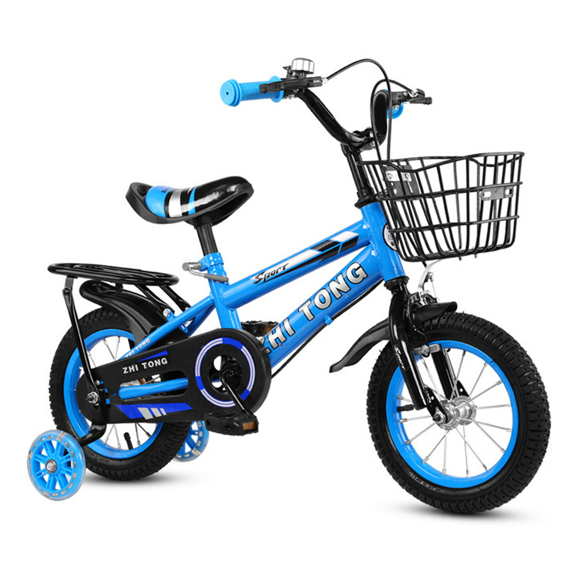  Bicicleta de 2-3-4-6-7 años para niños, bicicleta para niños,  asiento cómodo de bicicleta, puede traer a la gente 3 opciones de color  (color azul, tamaño: 16 pulgadas) : Juguetes y Juegos